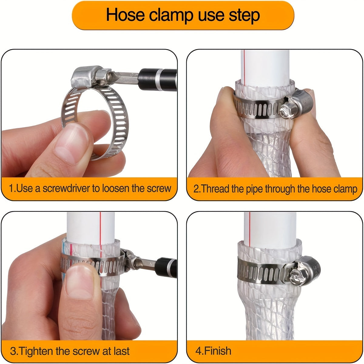 25pcs Heavy-Duty 304 Stainless Steel Hose Clamp Assortment Kit with Adjustable Worm Gear Screw Clamps (25/64” to 2-3/4”, 10-76mm) for Plumbing, Automotive, Fuel Lines, Radiator, Tubes -  Pipe Clamps for DIY & Professional