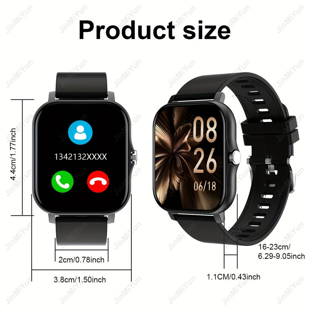 4.65cm Full Touch Screen Smartwatch for Men & Women – Sports Outdoors Fitness Watch with Wireless Call & Message Alerts, Multiple Sports Modes, Remote Camera/Music, Activity Tracker, Compatible with Android & iPhone, Non-Wa